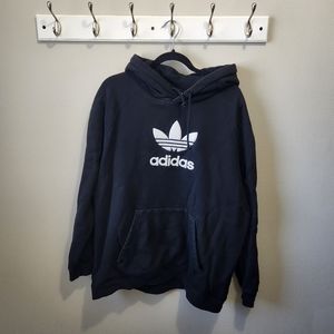 Adidas XL Textured Logo Black Pullover Hoodie